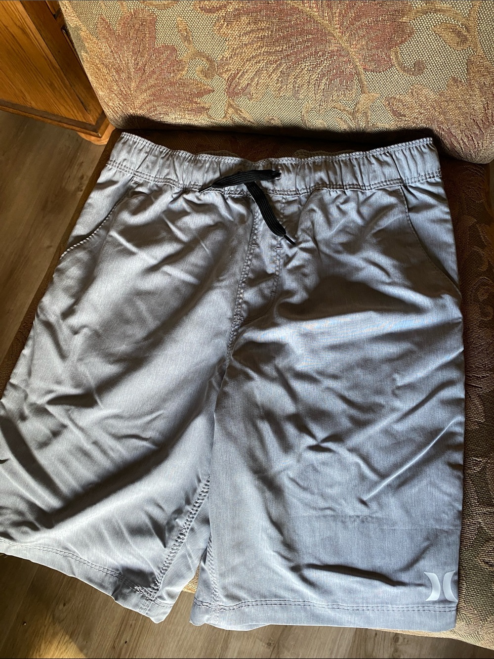 Hurley Gray Boys Swim/Board Shorts with Black Drawstring